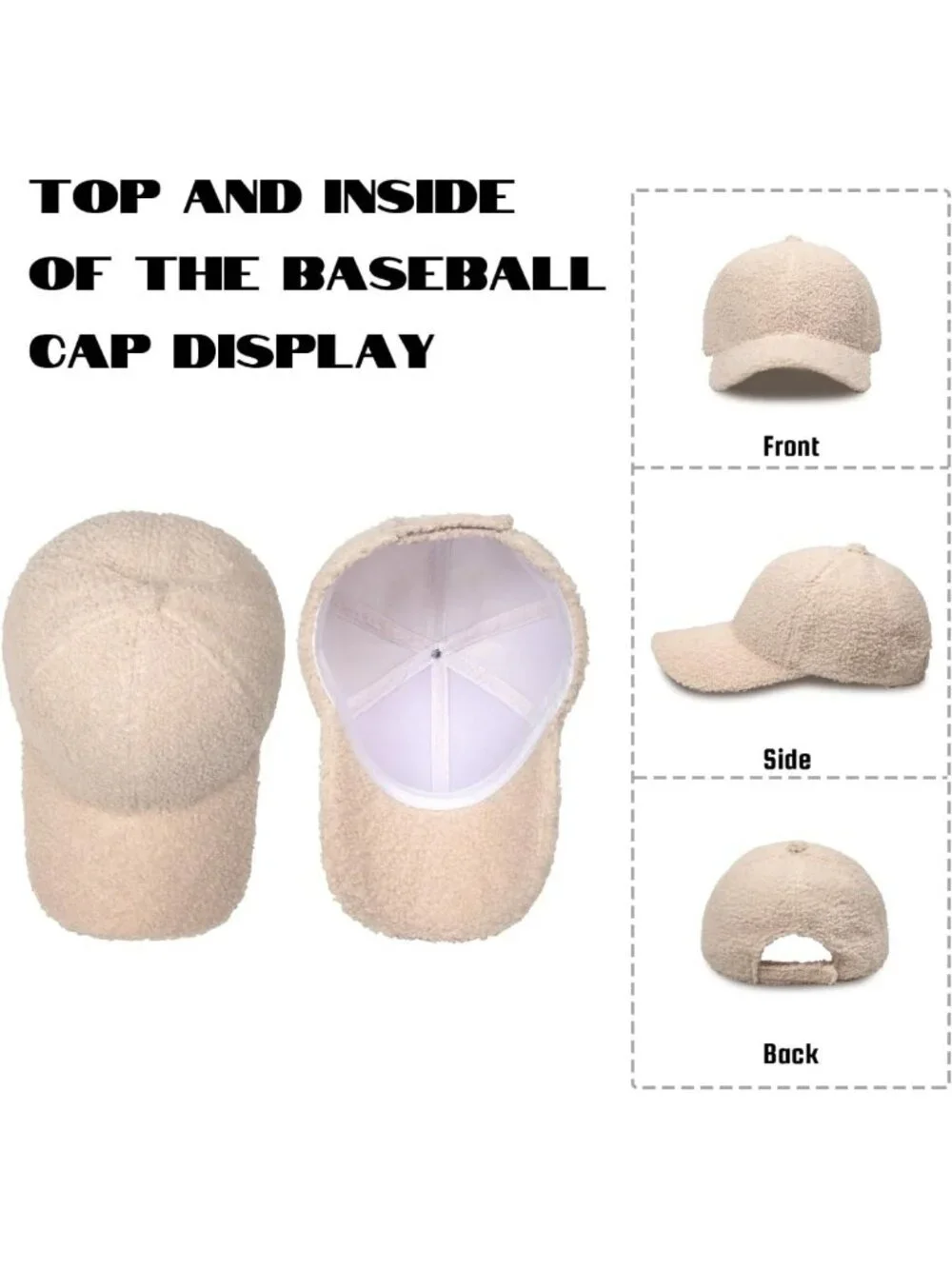 Cozy Unisex Winter Baseball Cap - Adjustable Solid Color Lamb Wool Hat